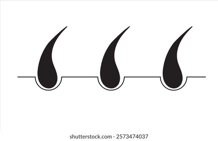 Hair on human skin. hair icon. hair treatment outline