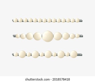 Hair perl jewerly set with different form illustration isolated on white background.