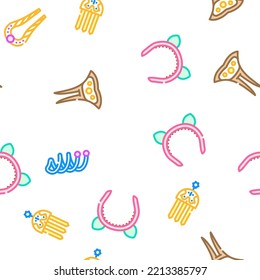 Hair Pin Decorative Accessory Vector Seamless Pattern Thin Line Illustration