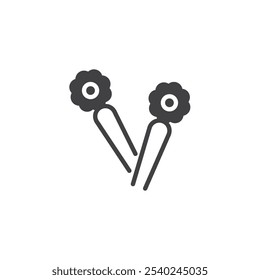 Hair pins with flowers vector icon. filled flat sign for mobile concept and web design. Wedding Hair Accessories glyph icon. Symbol, logo illustration. Vector graphics