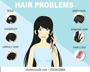 Hair Problems Illustration Woman Blue Background Stock Vector (Royalty ...