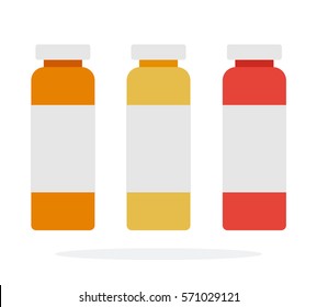 Hair products in containers vector flat material design object. Isolated illustration on white background.