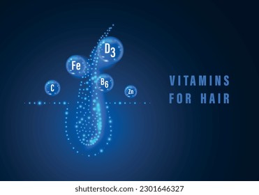 Hair protection and vitamins. Split tips, dry or sun protection concept. Hair care medical treatment. Nourish hair of shampoo or serum. Repair damaged hair. Vitamins