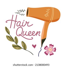 Hair queen hand drawn vector illustration