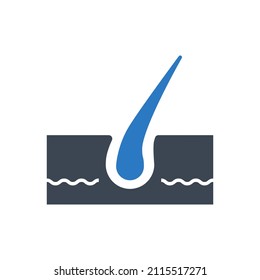 Hair Related Vector Glyph Icon. Hair sign. Isolated on White Background