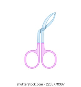 Hair removal angled scissors cartoon illustration. Cartoon drawing of tool or tweezer for epilation isolated on white background. Cosmetology, depilation, hygiene, beauty concept