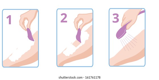 Hair Removal Cream Apply, Remove, Wash 3 Step guide