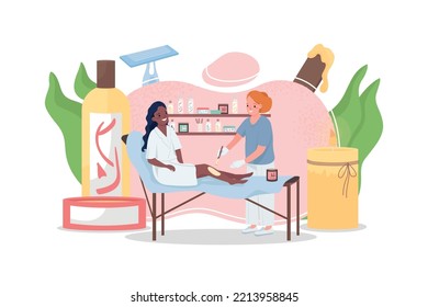 Hair removal flat concept vector illustration. Waxing procedure at beauty salon. Editable 2D cartoon characters on white for web design. Skin care creative idea for website, mobile, presentation