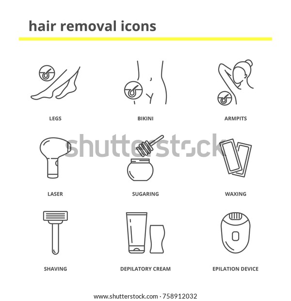 Hair Removal Icons Legs Bikini Armpits Stock Vector Royalty Free