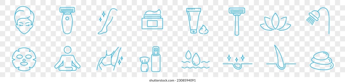 hair removal icons set, outline style spa