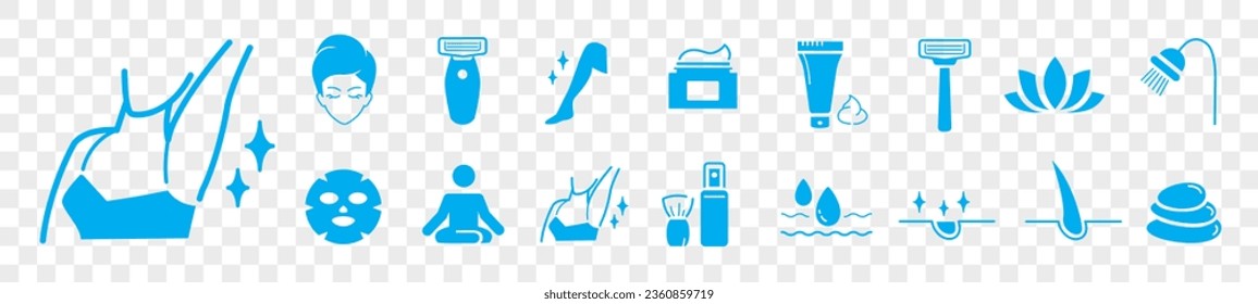 hair removal icons set, outline style spa