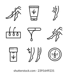 Hair removal icons set. Wax therapy icon outline vector. Beauty cosmetic