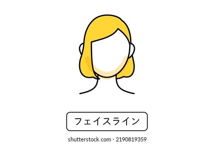 Hair removal illustration for women by part, Face line - Translation:Face line