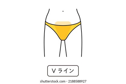 Hair Removal Illustrations for Women by Part - Translation: V line