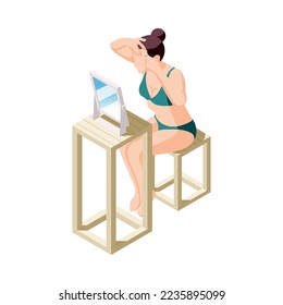 Hair removal isometric composition with human characters performing epilation procedures vector illustration