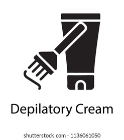 Hair removal lotion in a bottle with spatula showing depilatory cream 