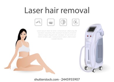 Hair removal procedure. Laser machine for hair removal and beauty treatments. Cosmetic laser machine