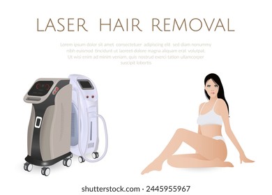 Hair removal procedure. Laser machine for hair removal and beauty treatments. Cosmetic laser machine