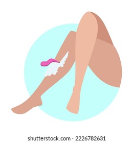 Hair removal, scraper after applying special cream. Way of hair removal. Cartoon vector illustration. Legs and epilation. Cosmetology, beauty salon, hair concept