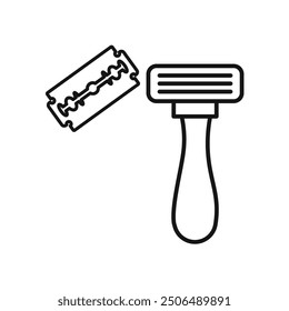 Hair removing razor icon Black line art vector logo