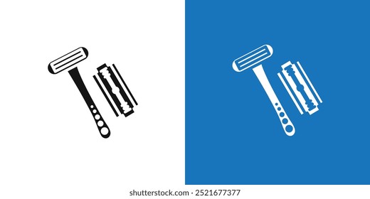 Hair removing razor icon Flat vector set outline