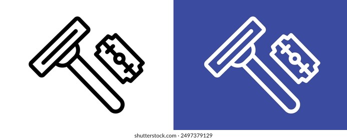 Hair removing razor icon logo sign set vector outline