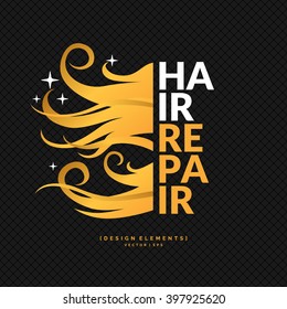 Hair repair. A bright poster for the Barber shop. Elements to cutting and styling hair. Vector illustration.