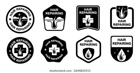 Cabelo reparando rótulos de sinais vetoriais
