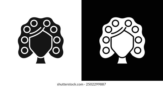 Hair roller curling icon logo set vector