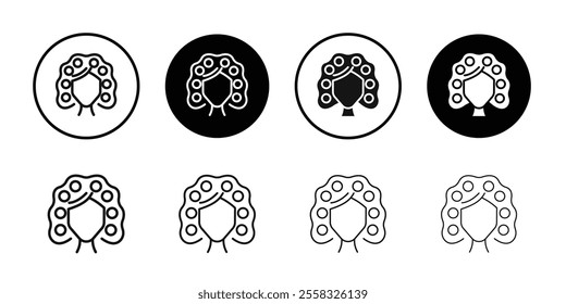 Hair roller curling icon logo sign set vector outline