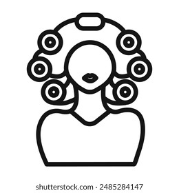 Hair roller curling icon mark in filled style