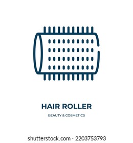 Haarrollensymbol. Lineare Vektorgrafik aus der Kosmetikkollektion. Umreißende Haarrollensymbol-Vektorgrafik. Dünnliniensymbol für Web- und mobile Apps, Logo, Printmedien.