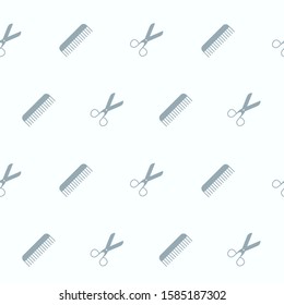 Hair Salon background - Vector seamless pattern solid silhouettes of hairdressing and barber shop for graphic design