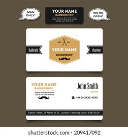 Hair Salon Barber Shop Business Card Design Vector Template 