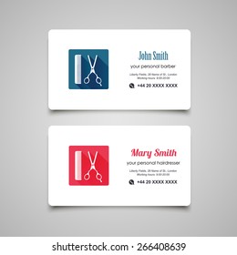 Hair Salon Barber Shop Business Card Design Template