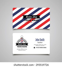 Hair Salon Barber Shop Business Card Design Template.