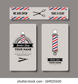 Friseur-Friseursalon-Friseurwerkszeichen und Dienstleistungsdesign-Template-Set.