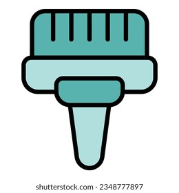 Hair salon brush icon outline vector. Beauty cut. Woman tool color flat