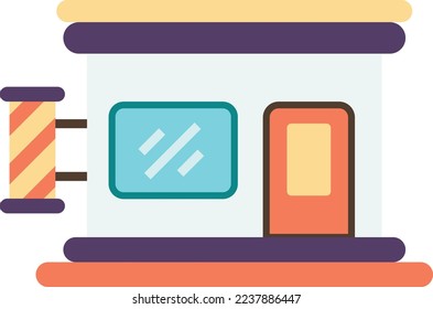 hair salon building illustration in minimal style isolated on background