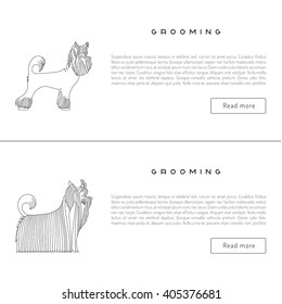 Hair salon for dogs. Dog grooming process . Wash dog with shampoo.  Grooming dogs vector. 