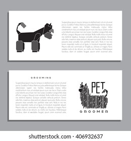 Hair salon for dogs. Dog grooming process. Wash dog with shampoo. Grooming dogs vector. Pet grooming salon. 