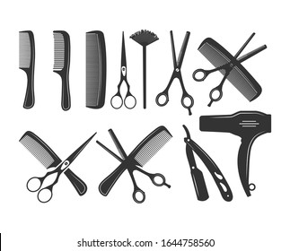 Hair Salon Elements Symbol Icon Logo Vector Illustration 