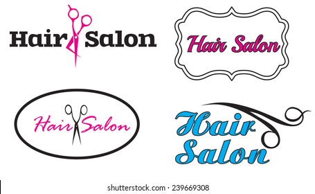 Hair salon four logos vectors