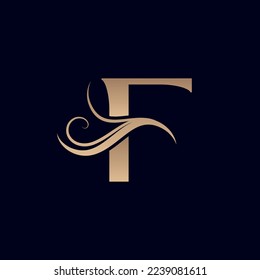 HAIR SALON GOLD BEAUTY WOMEN LOGO LETTER F