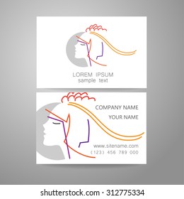 Hair salon, hairdresser - template logo. Branded business card hair stylist.