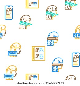 Hair Salon Hairstyle Service Vector Seamless Pattern Color Line Illustration