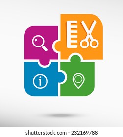 Hair salon icon on colorful jigsaw puzzle 