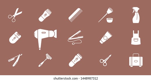 Hair Salon icons set - Vector symbols of hairdressing and barber shop for Web or Mobile