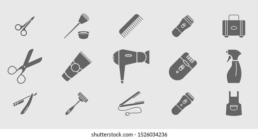 Hair Salon icons set - Vector symbols of hairdressing and barber shop for Web or Mobile