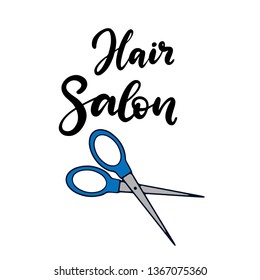 Hair salon lettering vector illustration for beauty salon, fashion blog, logo, hair  master, professional makeup artist. EPS10